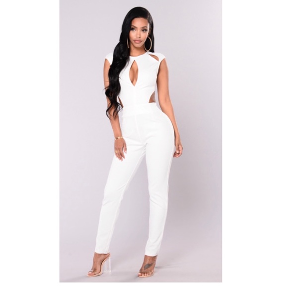 Fashion Nova Pants - Radio Up Jumpsuit. Ivory.